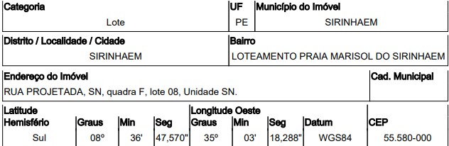 Terreno em leilão em Sirinhaem